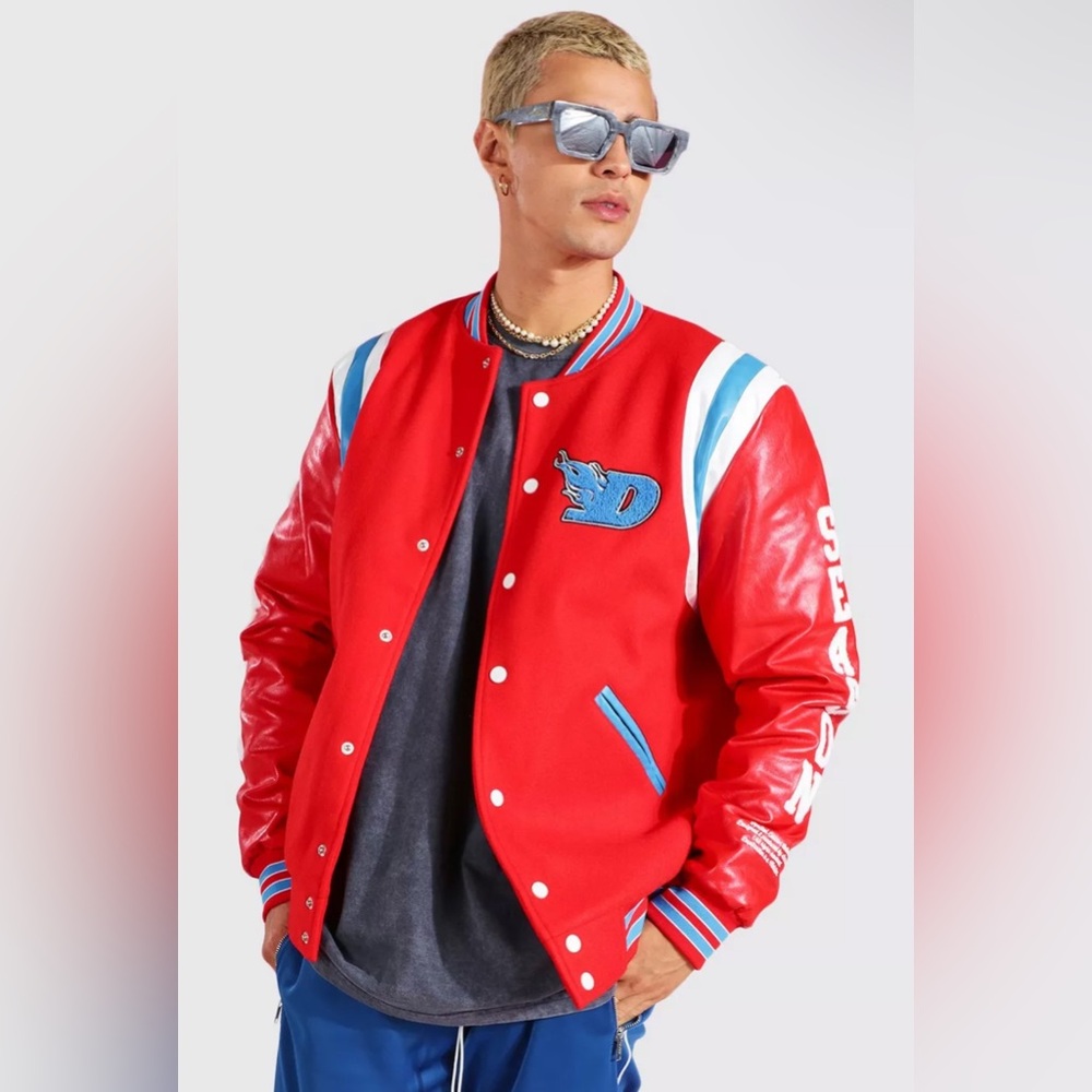 - BOOHOO MAN SPORTS VARSITY BOMBER JACKET